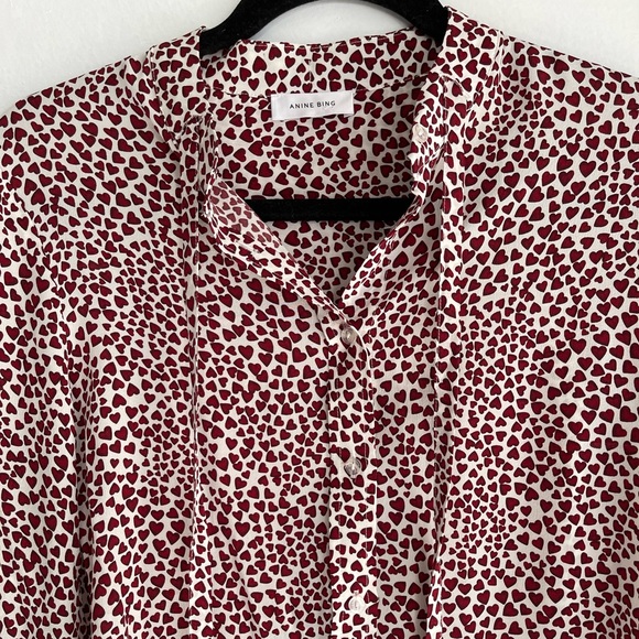 ANINE BING Holly Blouse in Hearts Size Small - Picture 6 of 7